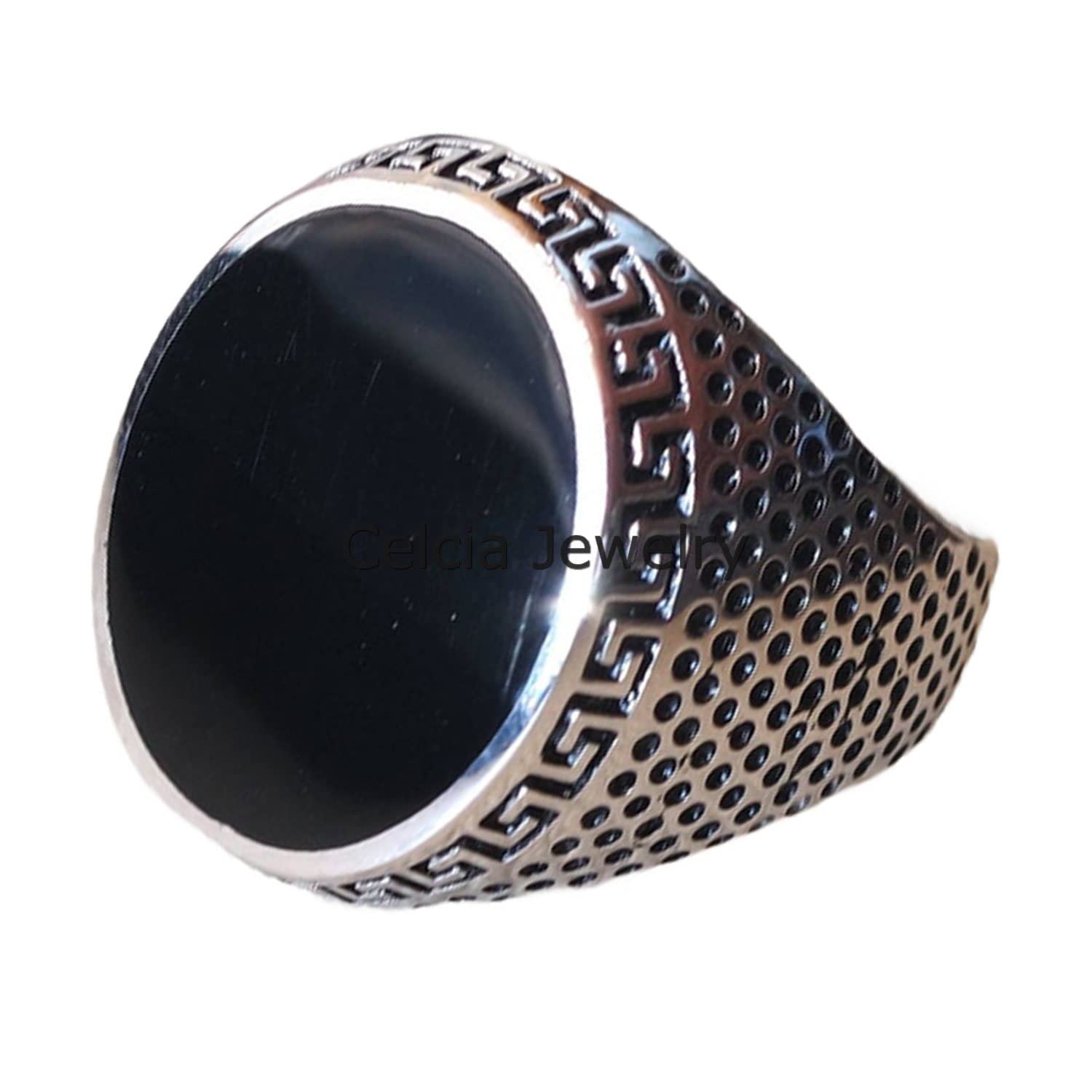 Anillo clásico de piedra preciosa de ónix negro, anillo de sello único para hombre de estilo vintage turco, anillo de declaración delicado, regalos del día del padre