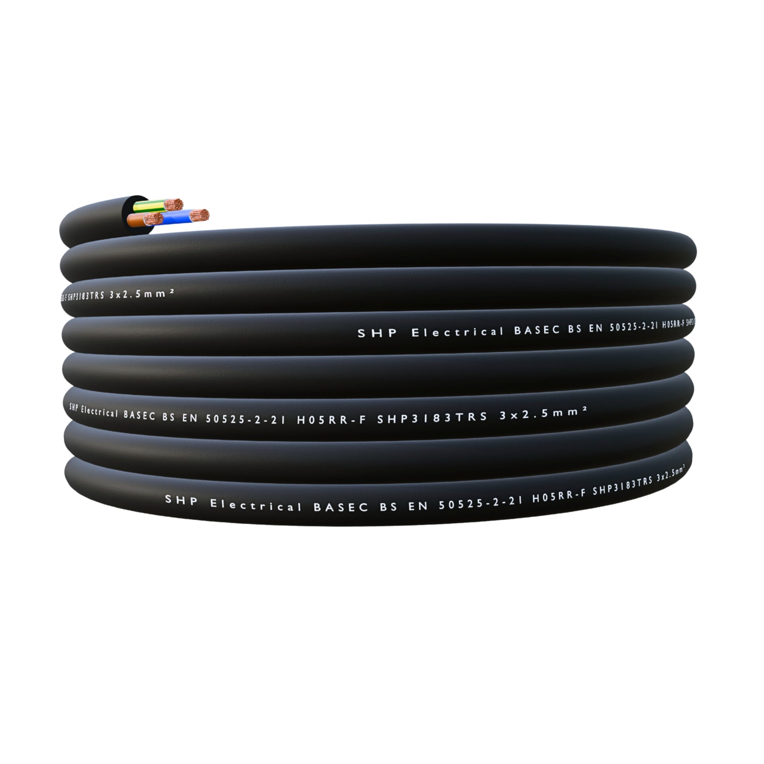 SHPELEC® H05RR-F 3 Core Flexible Rubber Cable - Premium Electrical Wire for Indoor and Outdoor Use - 1.0mm, 1.5mm, 2.5mm 5m, 10m, 20m (2.5mm 60m) — image 1