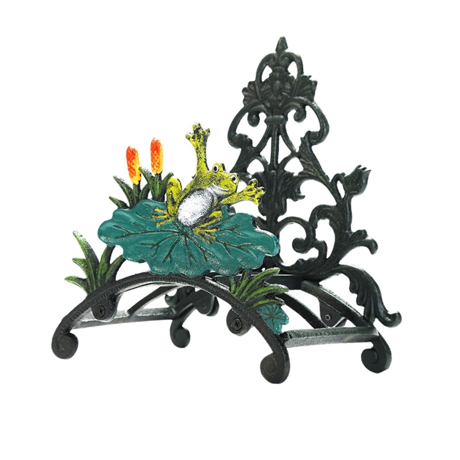 ETomey Metall-Schlauchständer, Schlauchständer, Wandmontage, robuster Schlauchhalter mit Frosch-Dekoration und Gemälde-Design, dekorative rustikale Gusseisen-Schlauchständer-Rolle