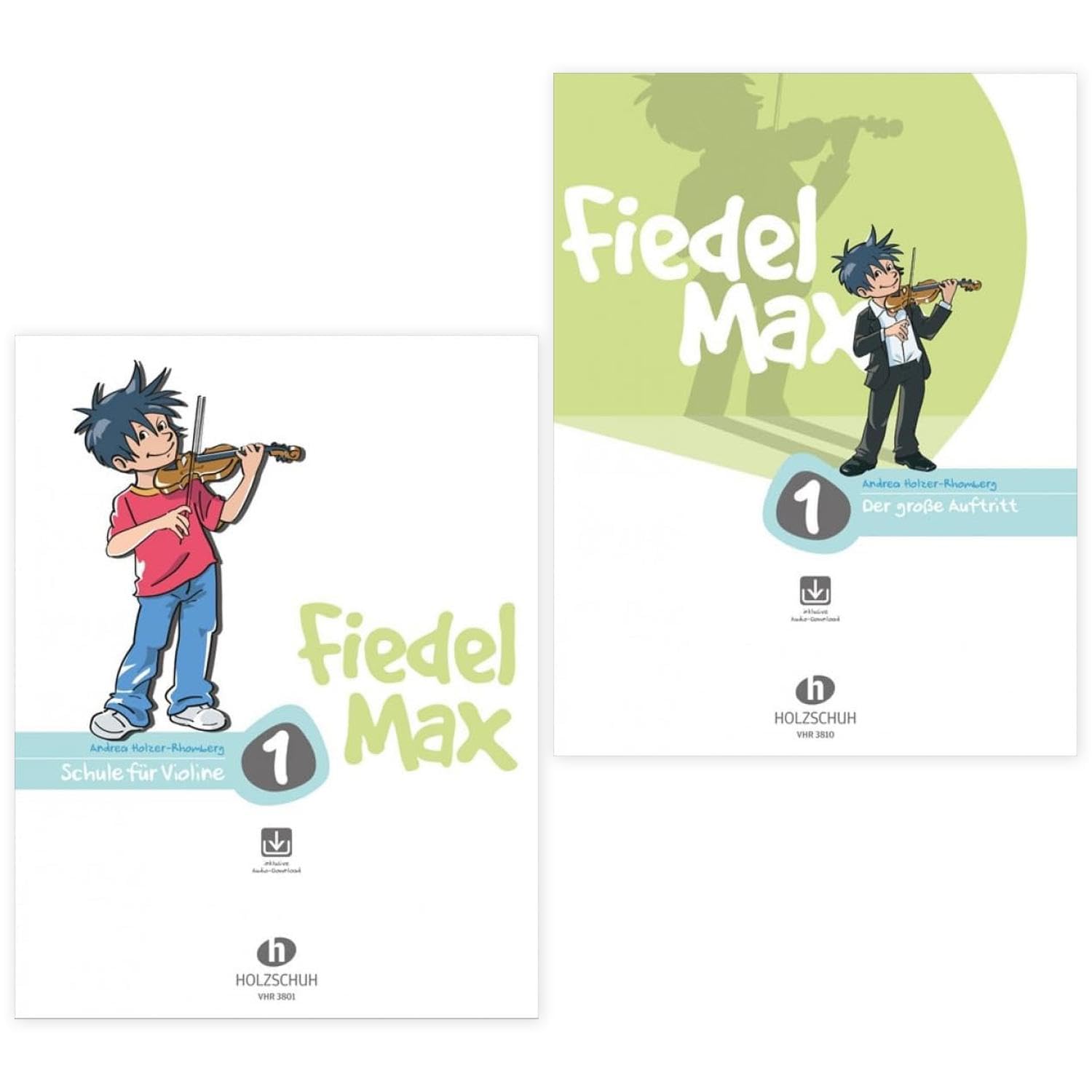 Fiedel-Max Band 1 und Der Große Auftritt 1 (VHR 3801, VHR 3810, 9783920470429, 9783920470504) + Soundman Kolophonium (Starterset)
