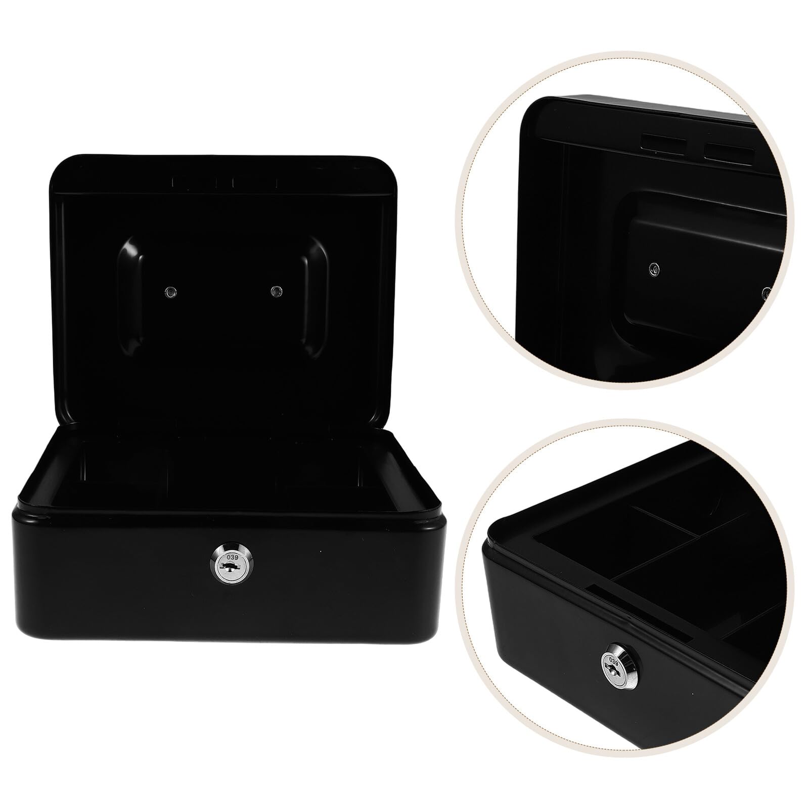 Caja de Ahorro con Cerradura con Llave y Bandeja para Dinero Caja de Seguridad para Euros con Asa Portátil para Viaje y Dormitorio