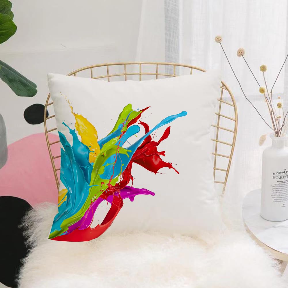 HYOSXW Cushion Cover,Throw Pillow Case Home Decorative for Living Room Bedroom Sofa Chair 16X16 Inch,Colorful Paint, Surreal Liquid, Flowing, Paint Splatter,Pillowcase 40X40cm
