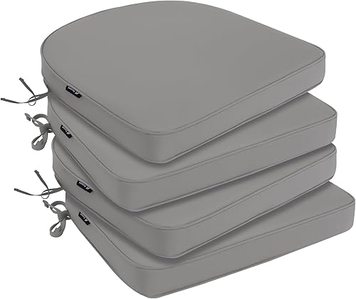Favoyard Cojines para sillas de exterior de 17 x 16 x 2 pulgadas, juego de 4 cojines de asiento impermeables para muebles de patio con funda