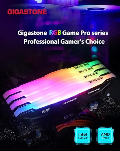 Miniatura 2 de RAM DDR4 Gigastone Black RGB Game PRO Desktop RAM 32GB (2x16GB) DDR4 32GB DDR4-3200MHz PC4-25600 CL16 1.35V 288 pines sin búfer ECC UDIMM para PC