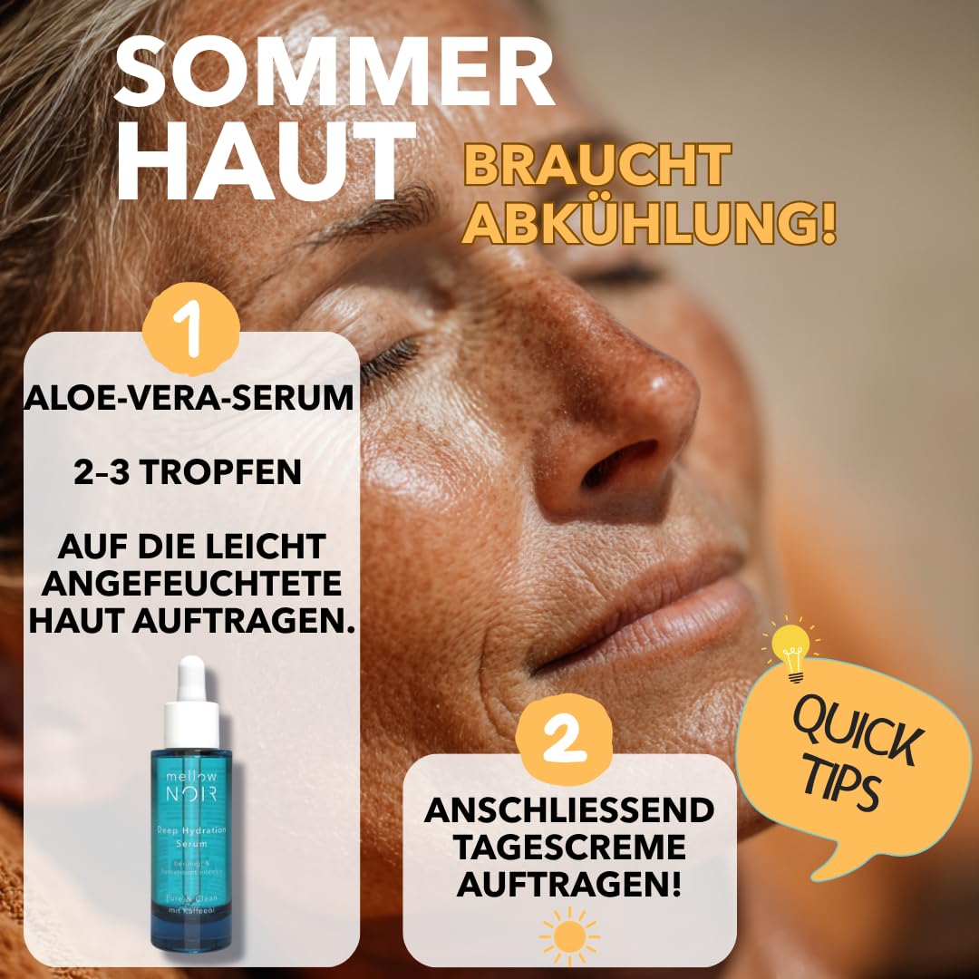 mellow NOIR Deep Hydration Serum 30ml Feuchtigkeitsserum mit Aloe Vera | beruhigt und spendet intensive Feuchtigkeit, für trockene und strapazierte Haut, Vegan, Naturkosmetik