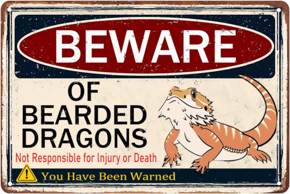 Ahee Bearded Dragon Metal Tin Sign, 8X12 Inch, Vintage Wall Decor For Reptile Lovers