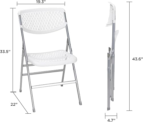 Miniatura 3 de COSCO Ultra Comfort - Silla plegable de plástico comercial XL, 300 libras, clasificación de peso, triple soporte, blanco, paquete de 4