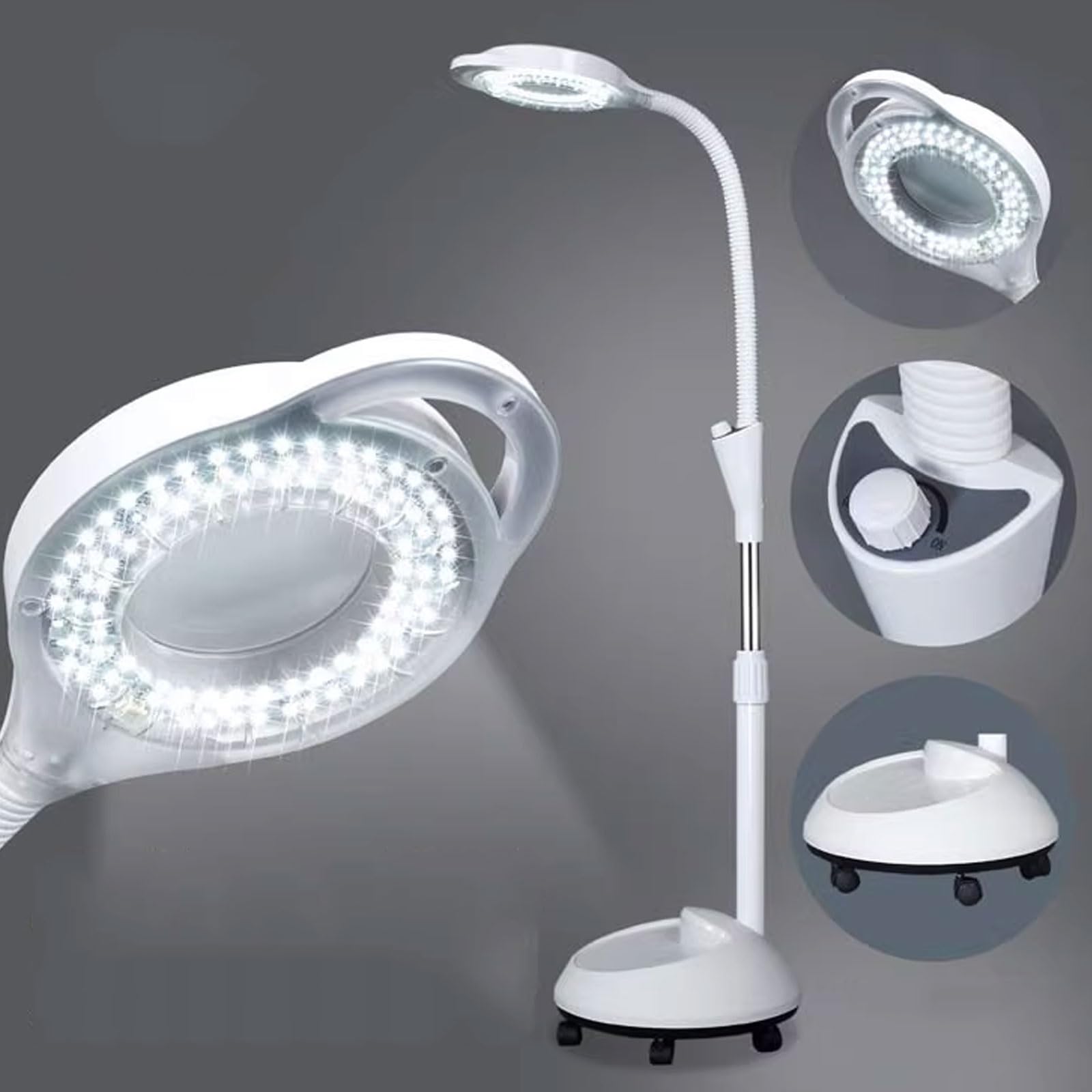 Lampada Chirurgica Medica Dentale Lampada Generico Lampada Medica Senza Ombre Ingrandimento Otto Volte Asta Telescopica in Acciaio Inox Base A 5 Ruote