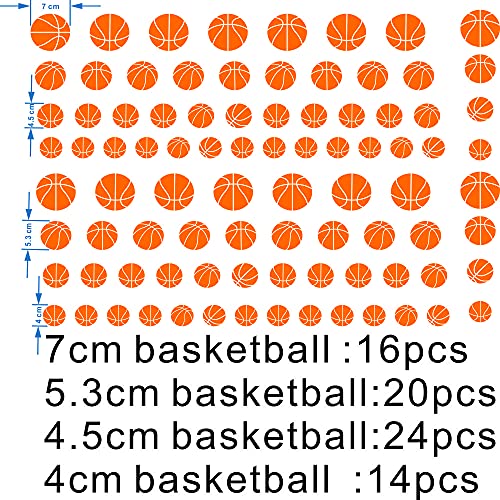 88 piezas Set adhesivos de vinilo naranja baloncesto miniatura 2