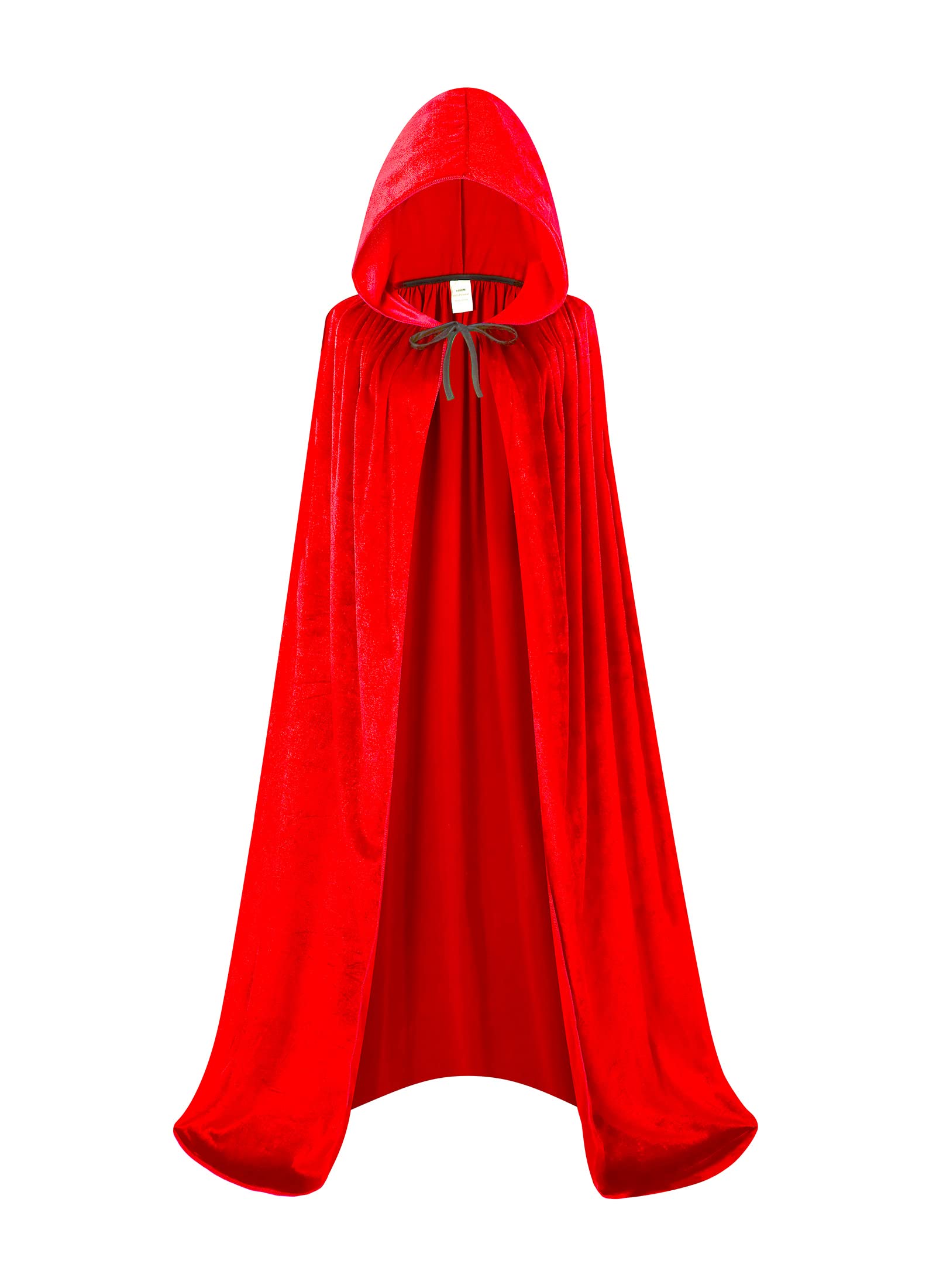 DELIVESS Velvet Hooded Cloak Red Cape with Hood Men Halloween Wizard Robe Costume Witch Adult Women (150CM/59, Red) - Image 2