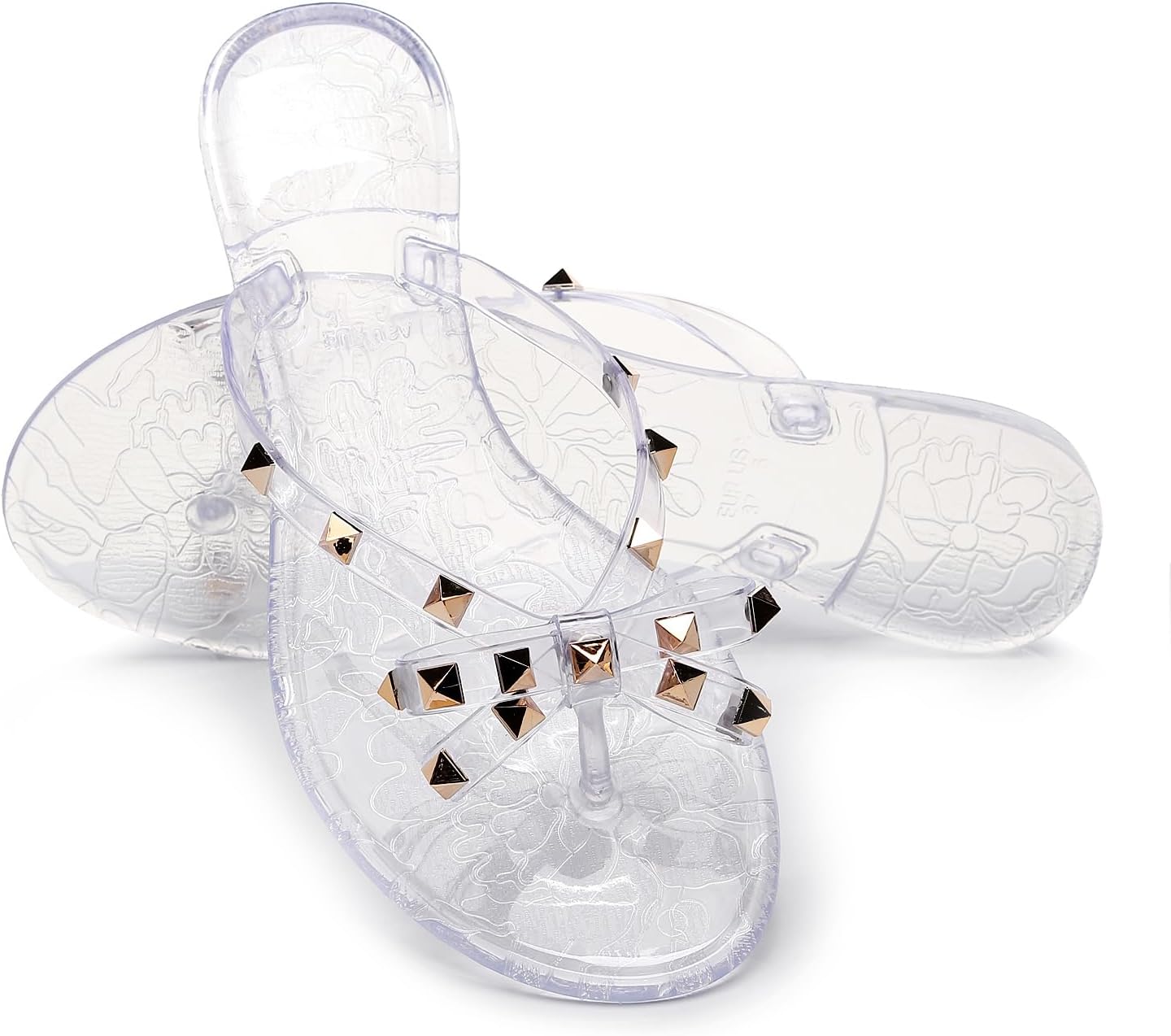 Studded Jelly Shoes for Womens Bow Flip Flops Jellies Sandals Flat Black... - Picture 23 of 174