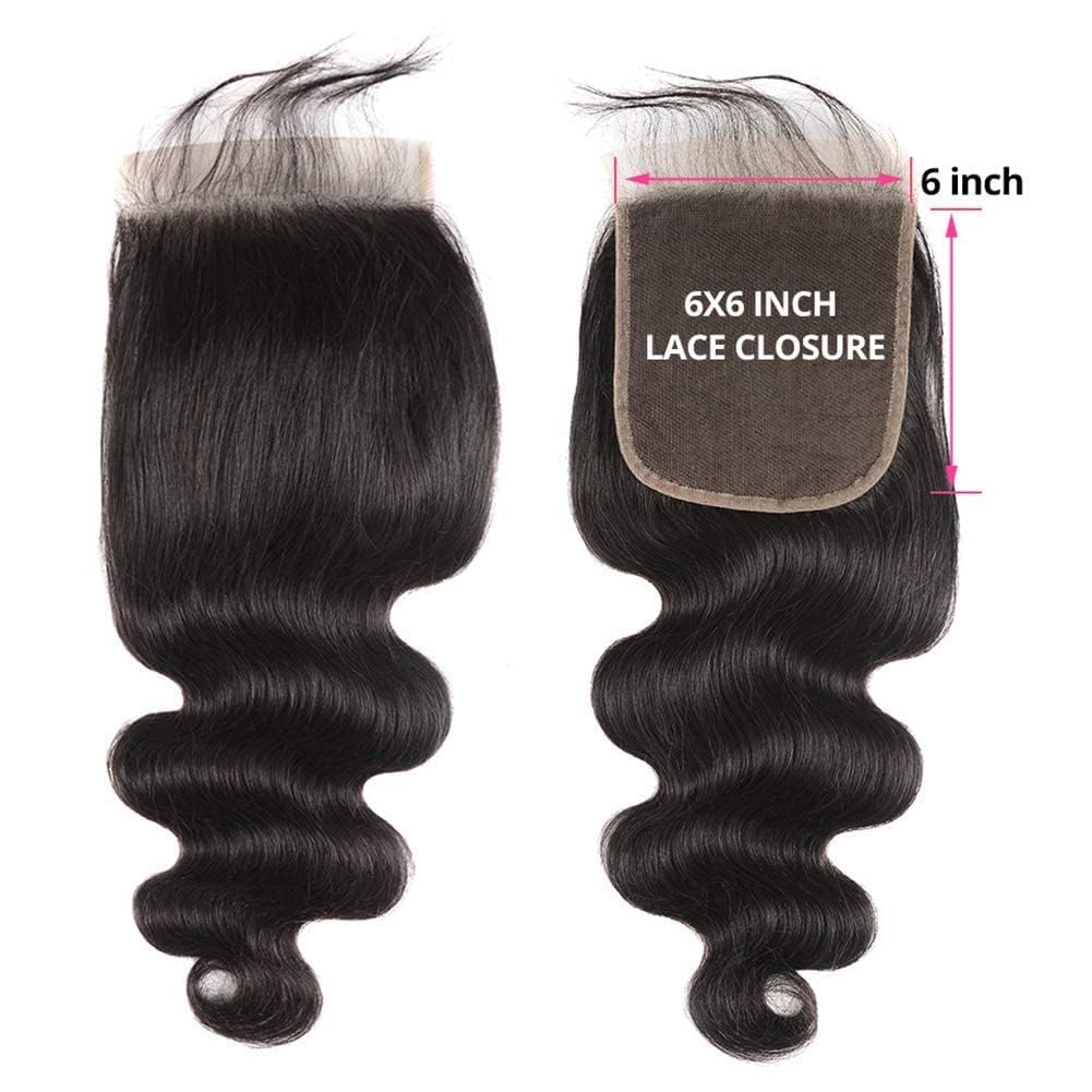 6X6 Lace Closure Body Wave Ultra-Thin Invisible Lace Closure with Single Knot Natural Color 12A Grade Brazilian Virgin Human Hair Pre-Plucked with Baby Hair 10 inch - Image 2