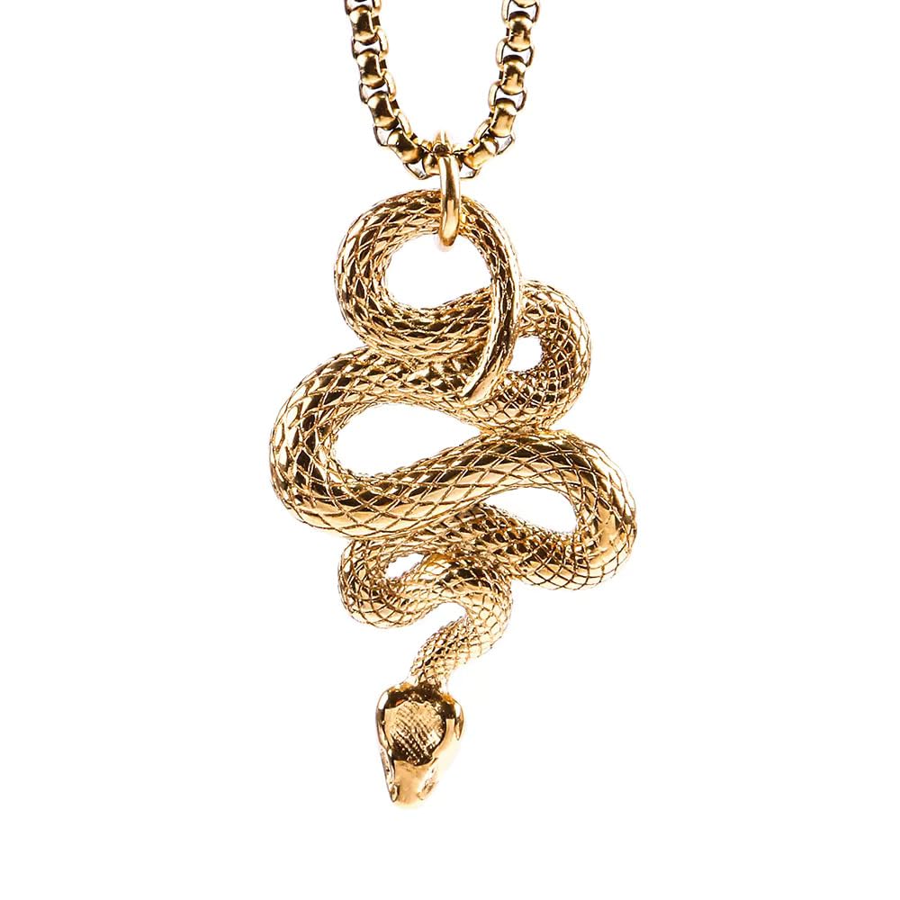 THE MEN THING GOLD GUARDIAN SNAKE - Pure Titanium Steel Pendant with 24inch Round Box Chain for Men & Boys (B0DBLMNL1V) Amazon Price History, Amazon Price Tracker