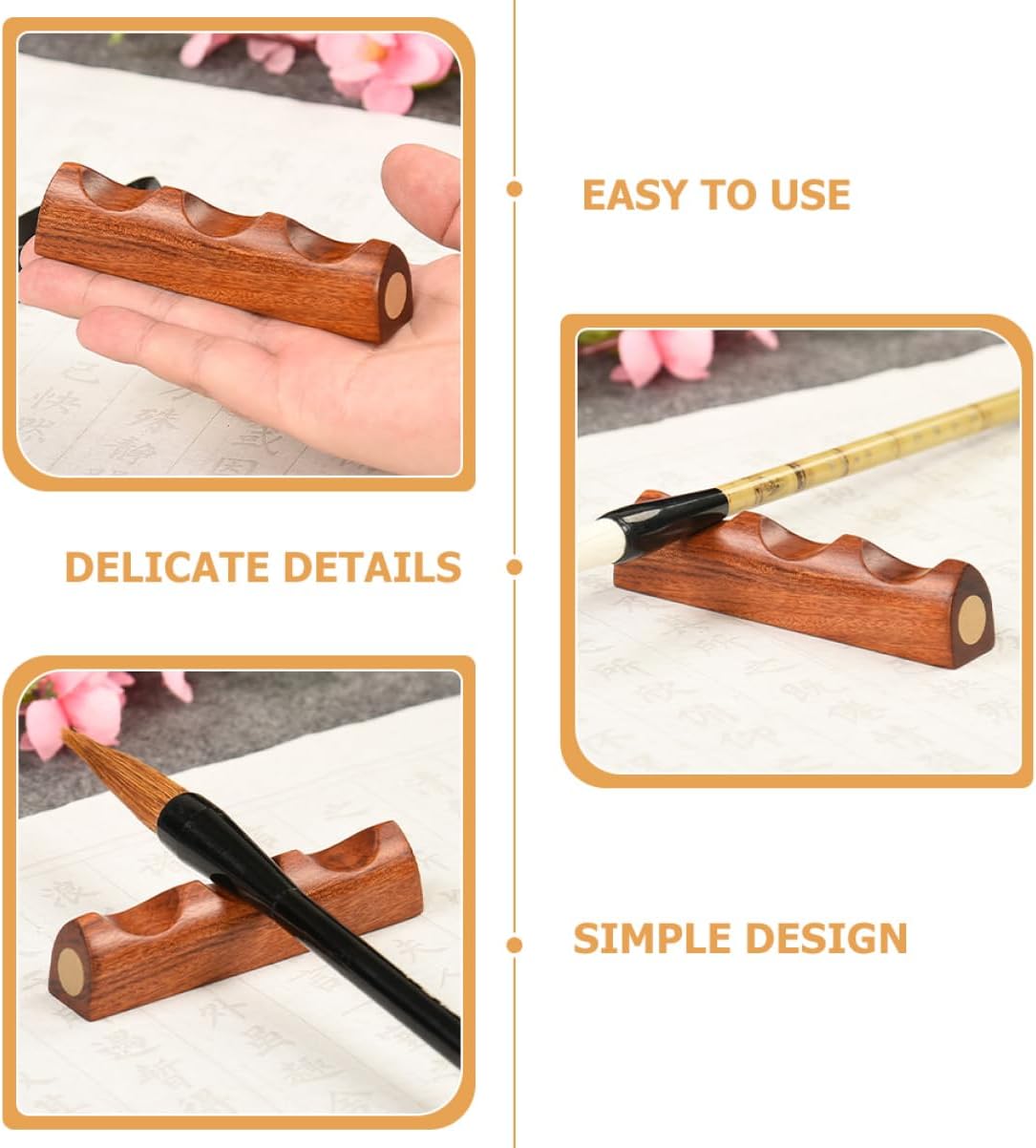 2pcs Chinese Calligraphy Brush Rest Holder for Paint Brushes Multi-Functional Calligraphy Pen Rack Present Desk Decoration