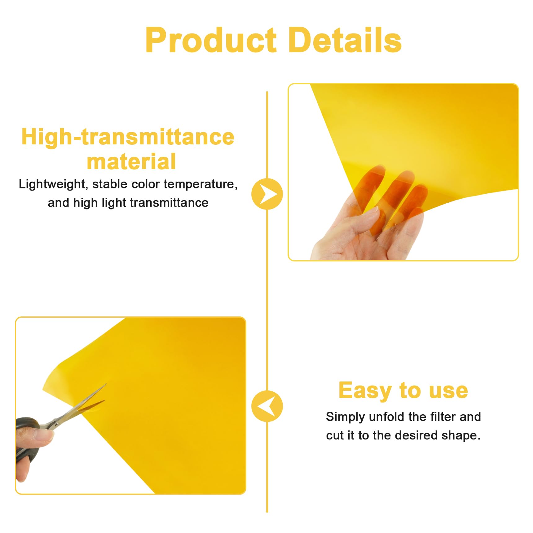 Selens 4 filtros de iluminación naranja CTO, corrección de color, superposiciones transparentes, película de lámina para foco estroboscópico de 800 W