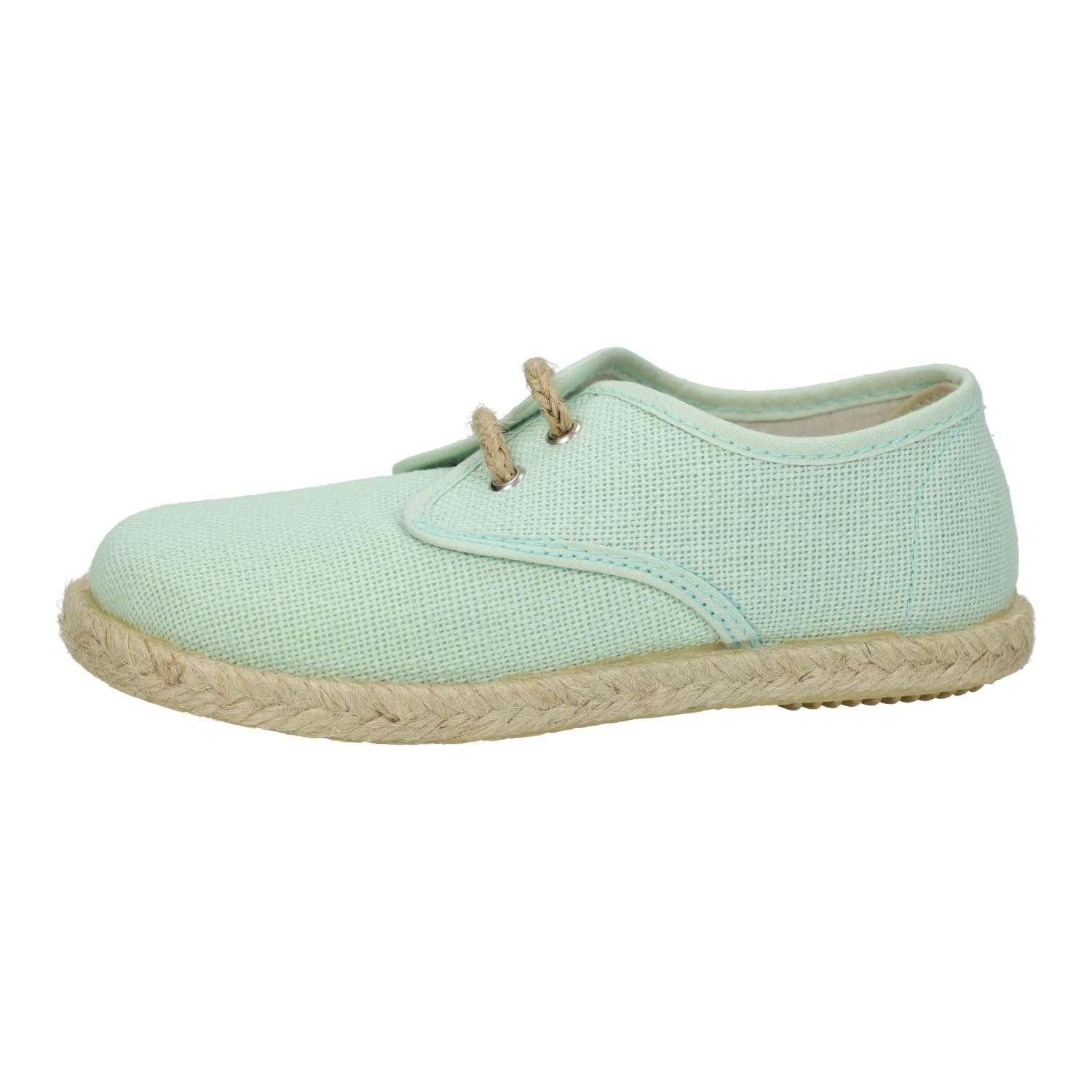 MADE IN SPAIN 267/L Scarpe in Tela per Bambino in Colore Salvia, Espadrillas in Tela con Suola in Sparto e Soletta in pelle. Scarpe da bambino realizzate in Spagna
