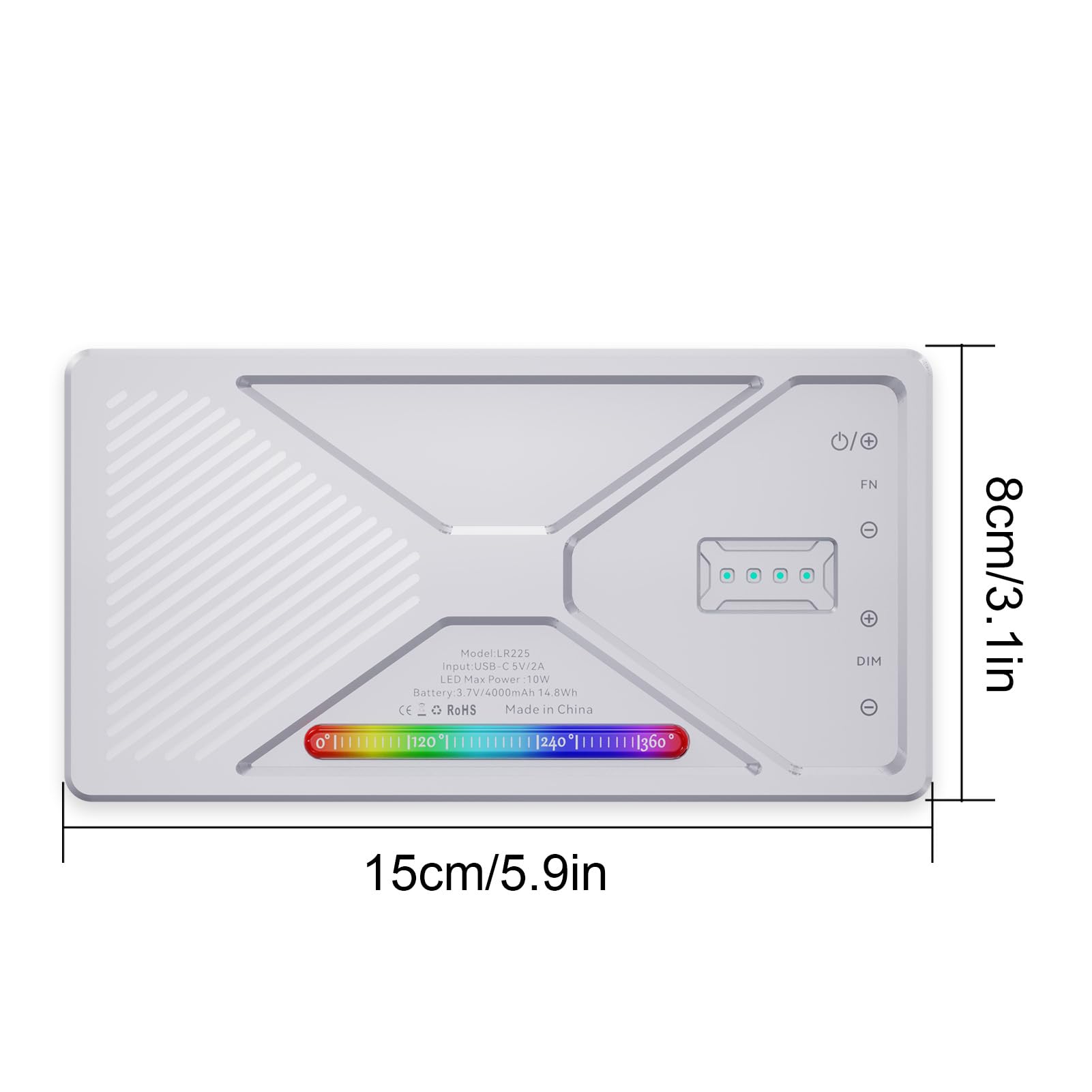 Andoer Luce video a LED RGB, luce per fotocamera, 225 perline LED, luce video, dimmerabile, 2500 K-9900 K, luce di riempimento ricaricabile con supporto per scarpe fredde per smartphone, tablet