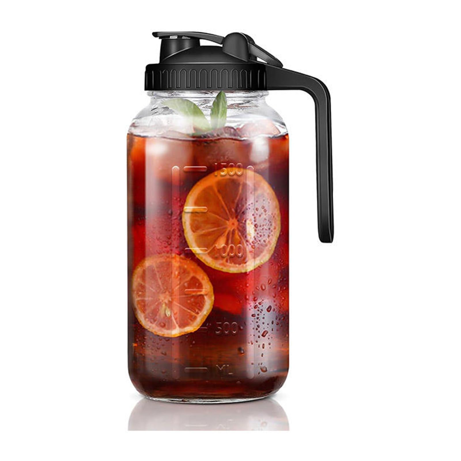 Cold Brew Kaffeemaschine, 2 l, Eiskaffeekrug aus Glas mit Auslaufdeckel, Edelstahlbürste und superdichtem Filter mit Griff