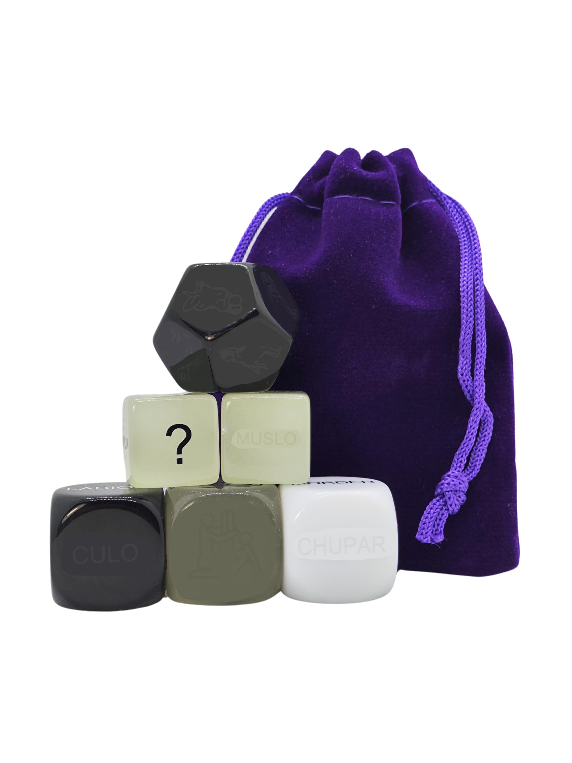 BIGH - 6 Unidades Dados de rol - Dados para Parejas en Español - Juegos de mesa para dos - Dados en castellano - 3 dados fluorescentes