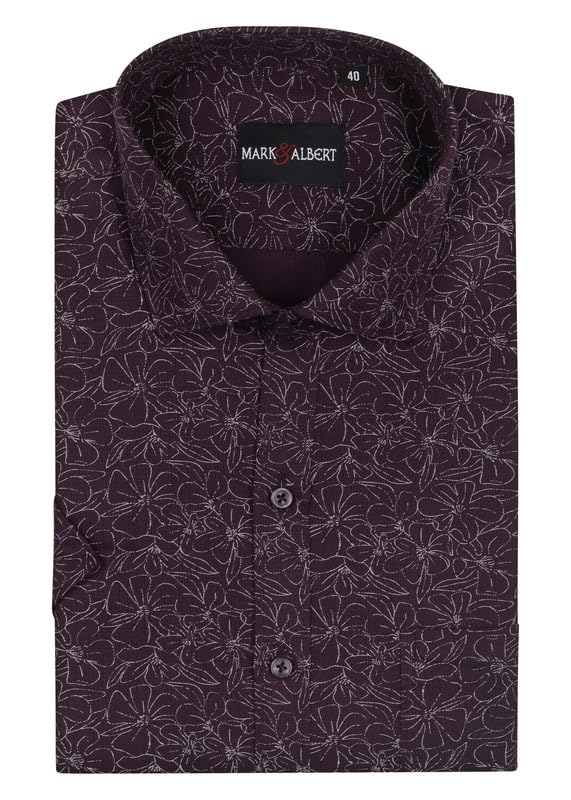 Image of MARK & ALBERT Men's 100% Cotton Printed Half Sleeves Regular Fit Shirt for Men