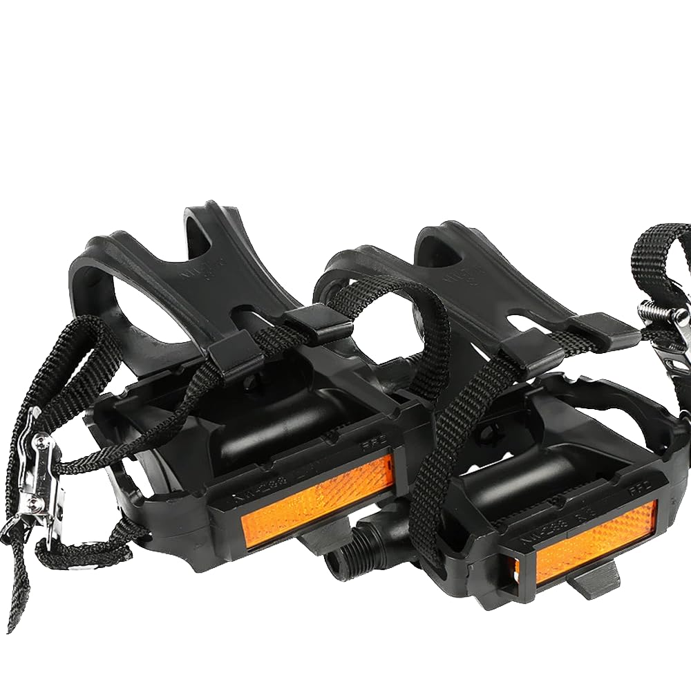 Juego de pedales de clip para dedos de bicicleta con herramientas adicionales, diseño compuesto de nailon no desmontable para bicicletas de carretera, MTB y ejercicio, incluye 2 llaves (11,2 x
