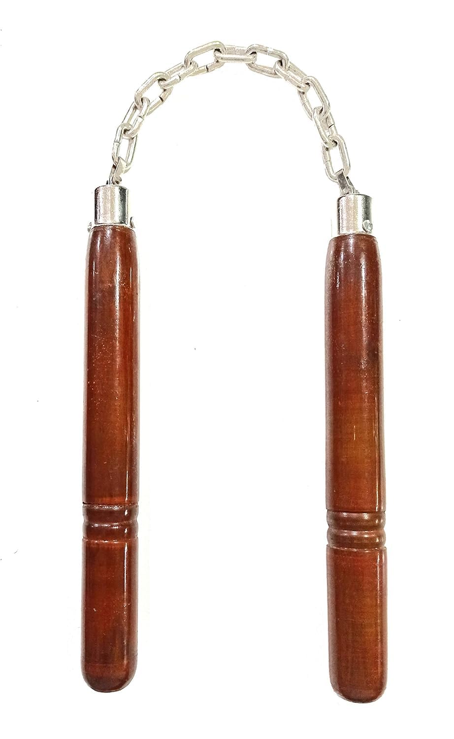 DRT Martial Arts Karate Wooden Pocket Nunchaku, Stainless Steel Nunchaku Chen Xi for Martial Arts Rod Convertible Training Dual-Section Stick (9" Chain & 10" Gripping Adjustable Handle)