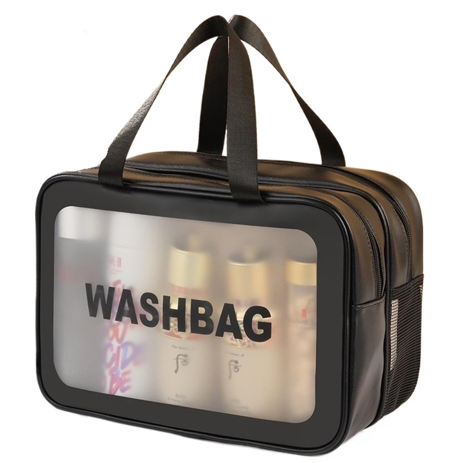 Borsa da bagno portatile viaggio smerigliata con separazione a secco e bagnato 1 pezzo Per Viaggi(Black)