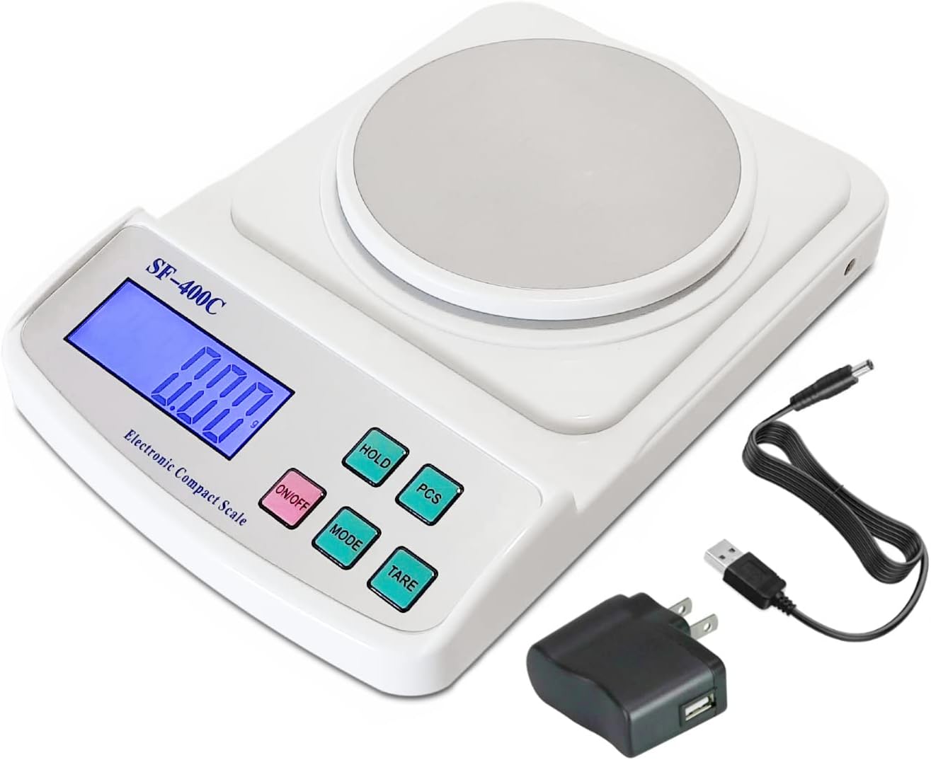 Eosphorus 600 g (21 oz) / 0.01 g Digital LCD Analytical Balance Laboratory School Scale with USB AC/DC Adapter