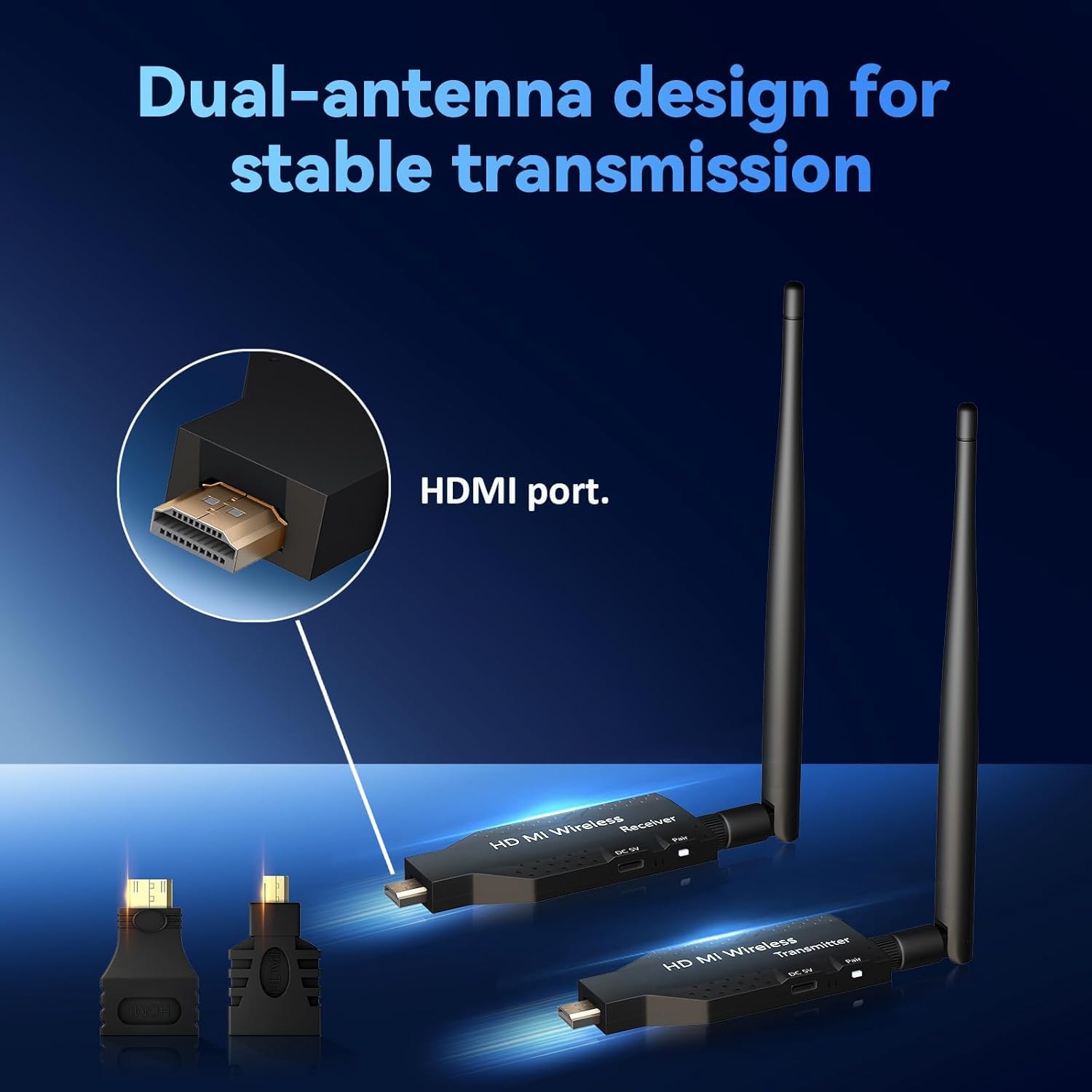 MICROWARE Wireless HDMI Transmitter and Receiver 2025 Upgraded 165FT/50M, HDMI Wireless Plug & Play, 4K Decoding 1080P@60Hz, Ultra-Low Latency, Suitable for Meetings, Home, Outdoor and More — Amazon image 8