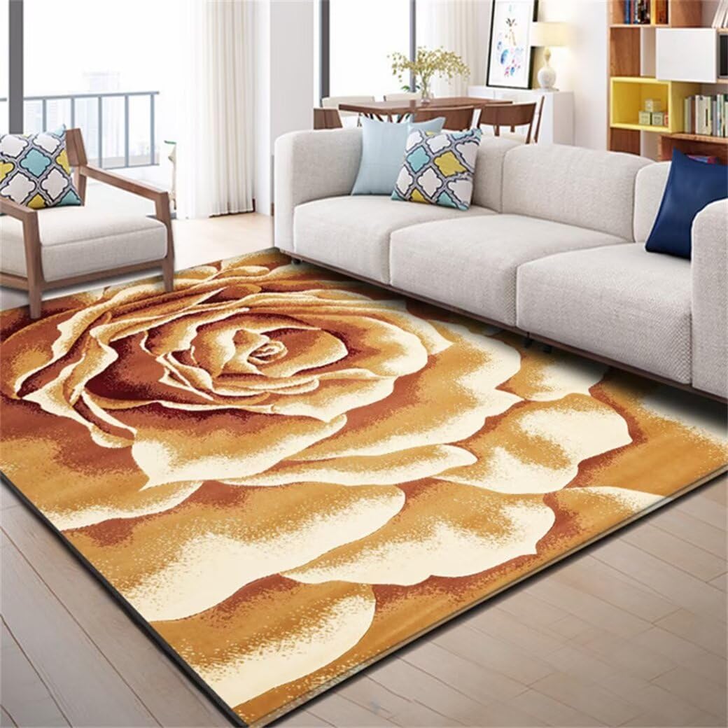 Tapis sol enfant yellow fleurs 200x200cm pour chambre ado