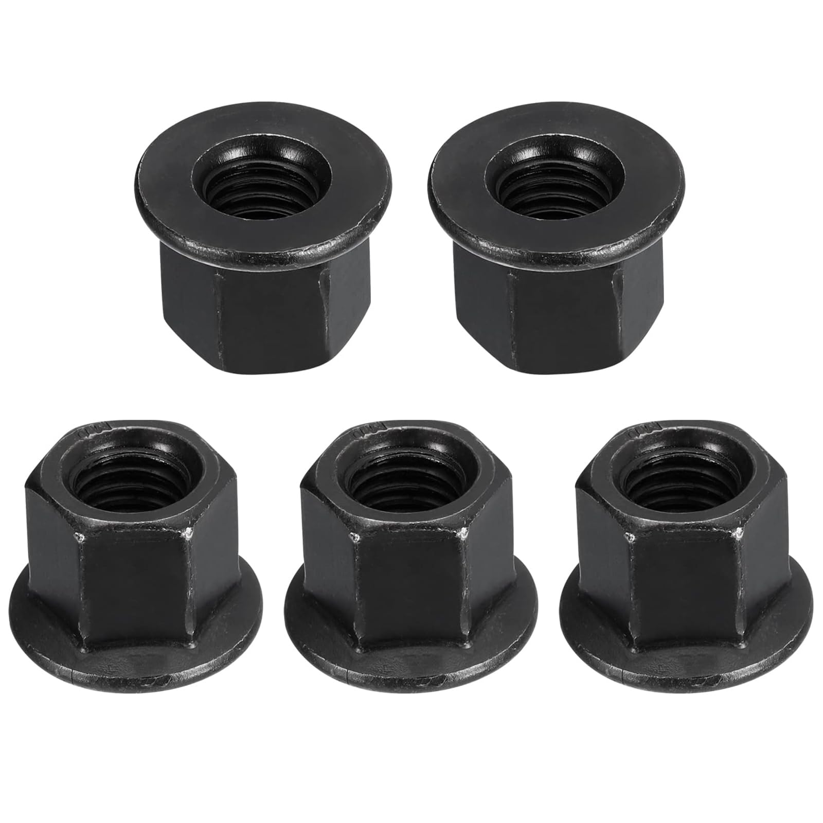 TOP-VIGOR M12 Flange Hex Nut, Grade 8.8 Carbon Steel Hex Lock Nuts with Black Oxide Finish