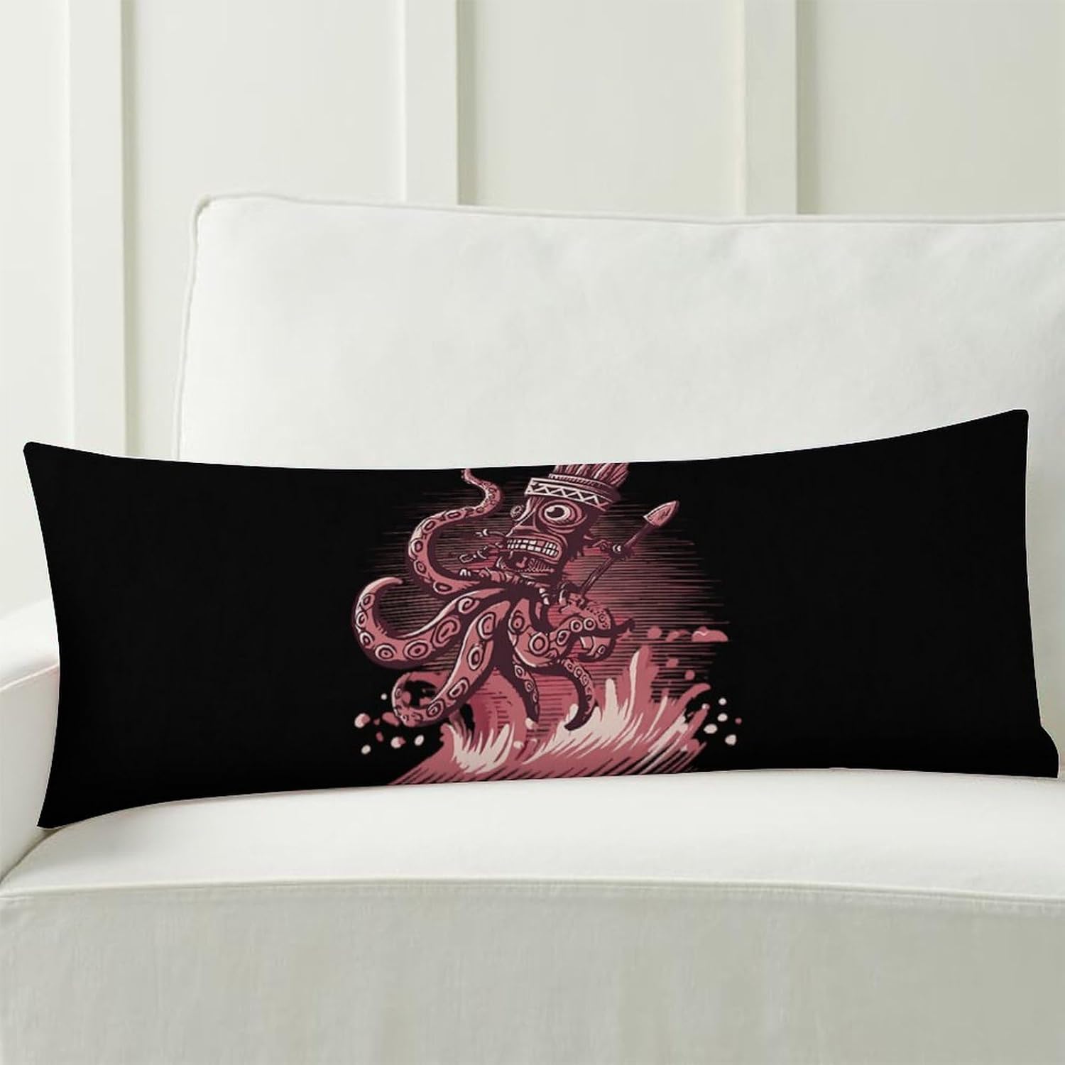 Tiki Squid Native Hawaiians Body Pillow Cover Long Cushion 18.9x53.1 Inch | pillowcase,bed decor,farmhouse,sofa