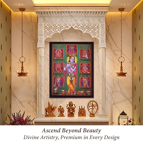 Miniatura 7 de Lord Krishna Jugando con flauta y diversos God son showing junto a su en una imagen, una religiosos y de pie & Elegante Póster con Marco, debe para