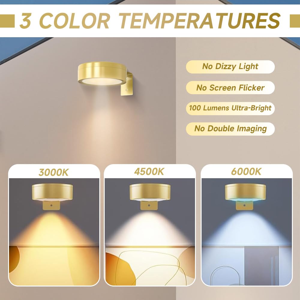 3 Pezzi Luci LED Senza Filo, Luce per Quadro Senza Fili, Luce per Quadri Senza Fili con Telecomando, 3 Color Temperatures, Luci da Esposizione, per Armadio Esposizione Pittura Arte