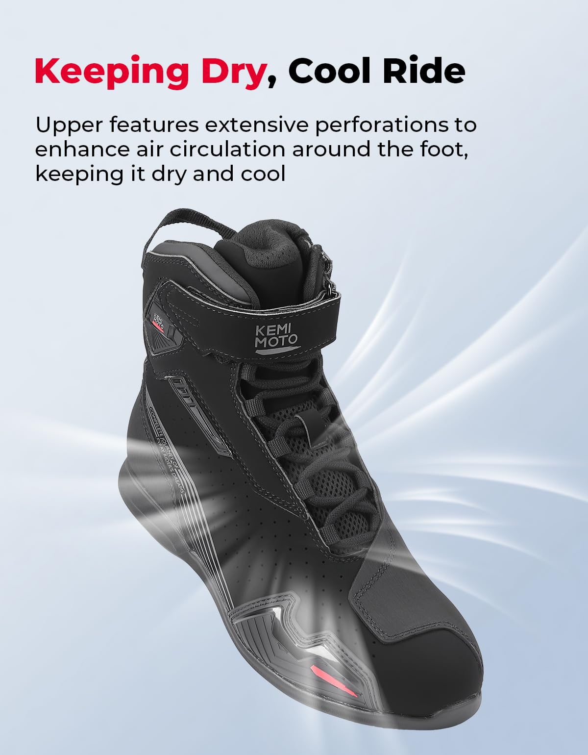 KEMIMOTO Botas de Moto para Hombre, CE Certificadas, Zapatos de Motocicleta Refuerzo de Cambios de Marcha de Material TPR, Zapatillas Transpirables y Resistentes al Desgaste Protección de Tobillos