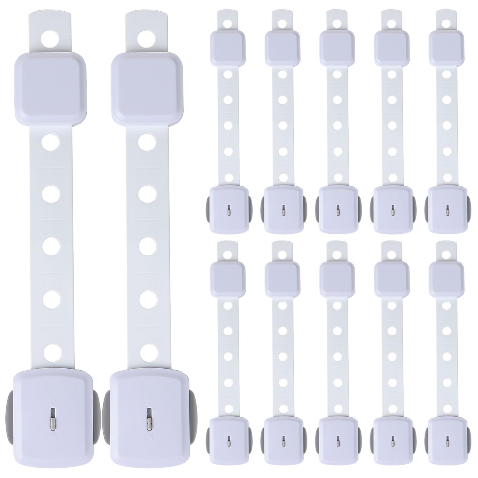 Fursafe&Q Schrankschlösser, Babysicherung, Sicherheitsschlösser für Babyschubladen, selbstklebende Kindersicherungsriemen, verstellbare Türriegel für Kühlschrank, WC, Ofen, kein Bohren, Möbel