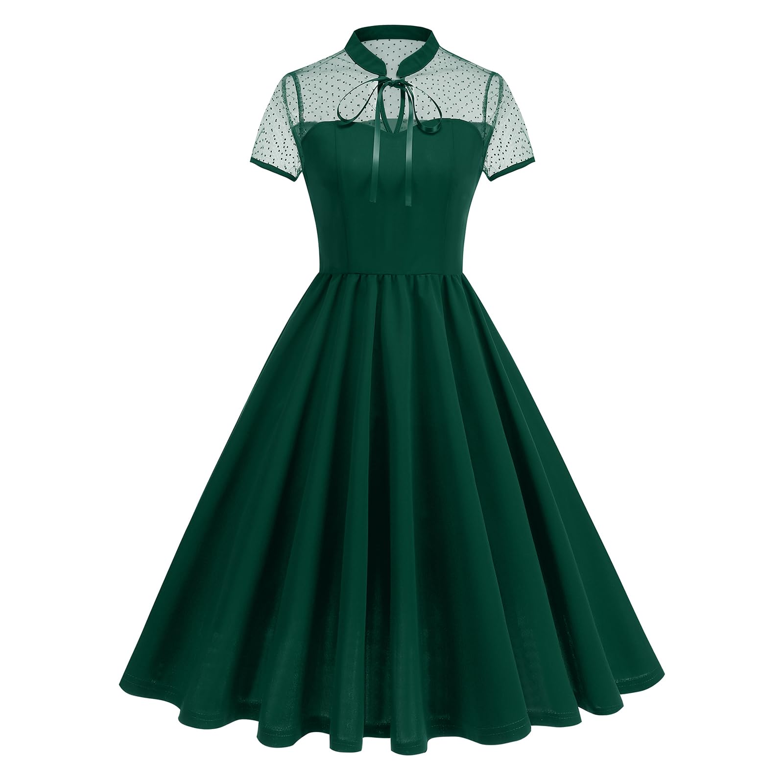Robe vintage gothique à pois en maille à manches courtes Audrey rétro rockabilly robe de bal cocktail soirée années 50 et 60
