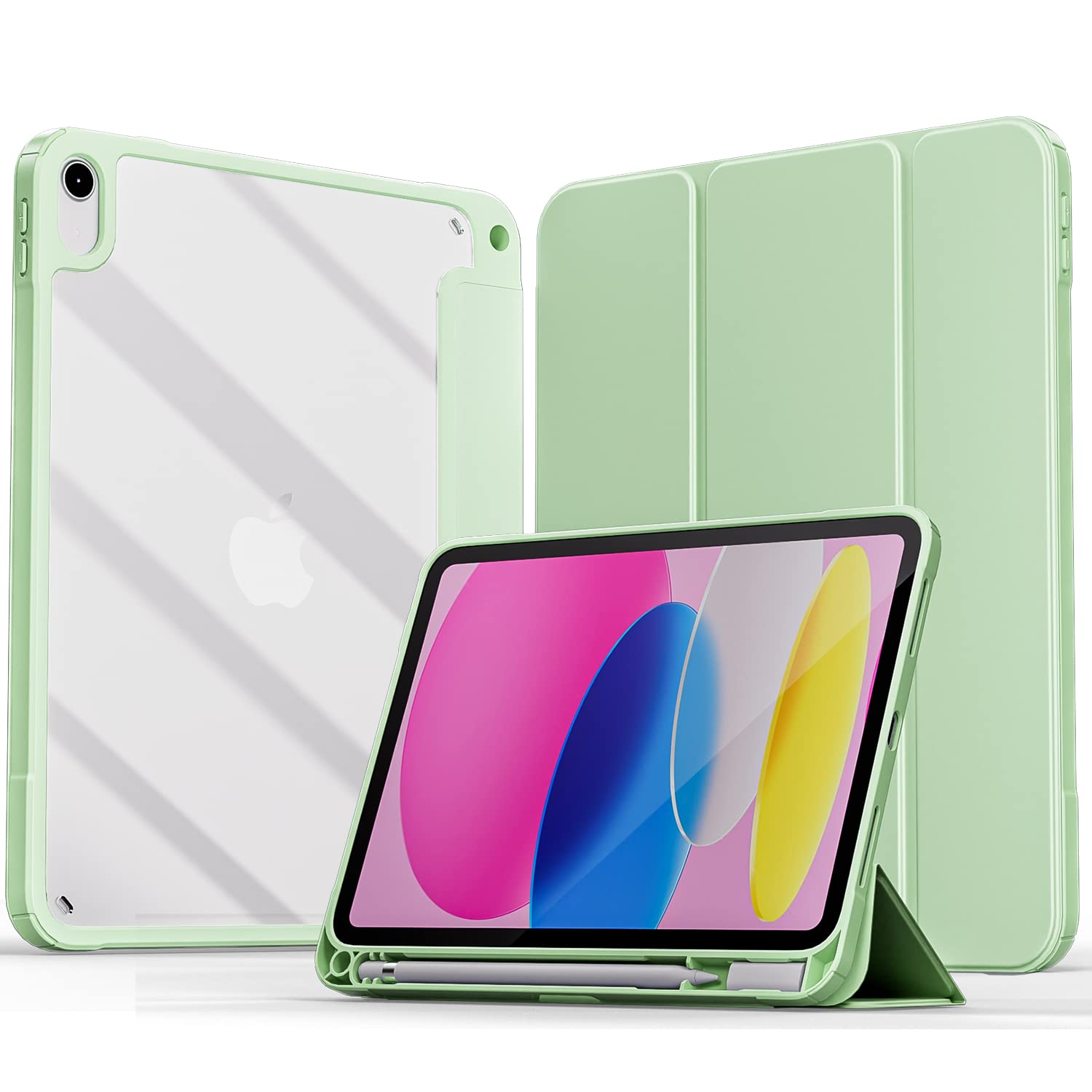 MOCA iPad 10th Generation Case 2022, iPad 10.9 Inch Case with Clear Transparent Back and TPU Shockproof Frame Cover [Built-in Pencil Holder,Auto Sleep/Wake] (ipad 10th Gen 10.9 2022, Matcha Green) (B0BSQVJDWS) Amazon Price History, Amazon Price Tracker