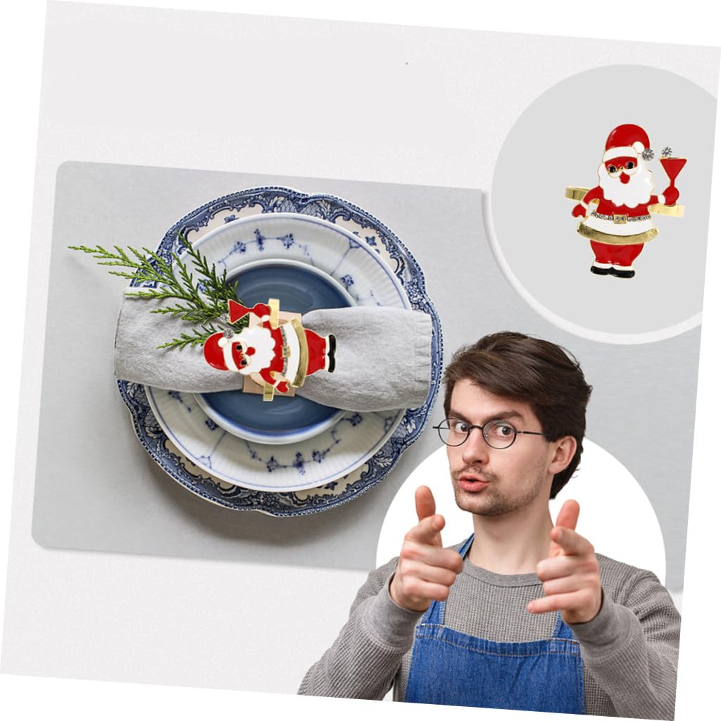 OUNONA 12stücke Weihnachtsmann Napkin Ringe Festliche Tischdekoration Für Hochzeiten Partys Und Feiern Robuste Und Langlebige Serviettenhalter Aus Hochwertigem Material
