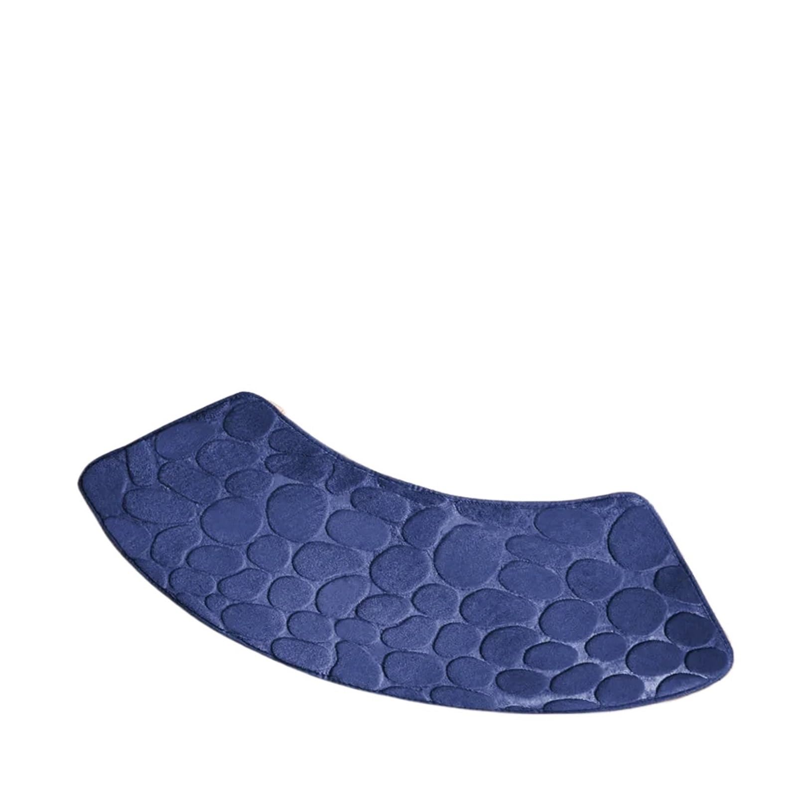 Curved Shower Mat Curved Bathroom Mat - Thickened Absorbent Non-Slip Shower, Dirt Resistant Toilet Door For & Entrance Rug(Blue)