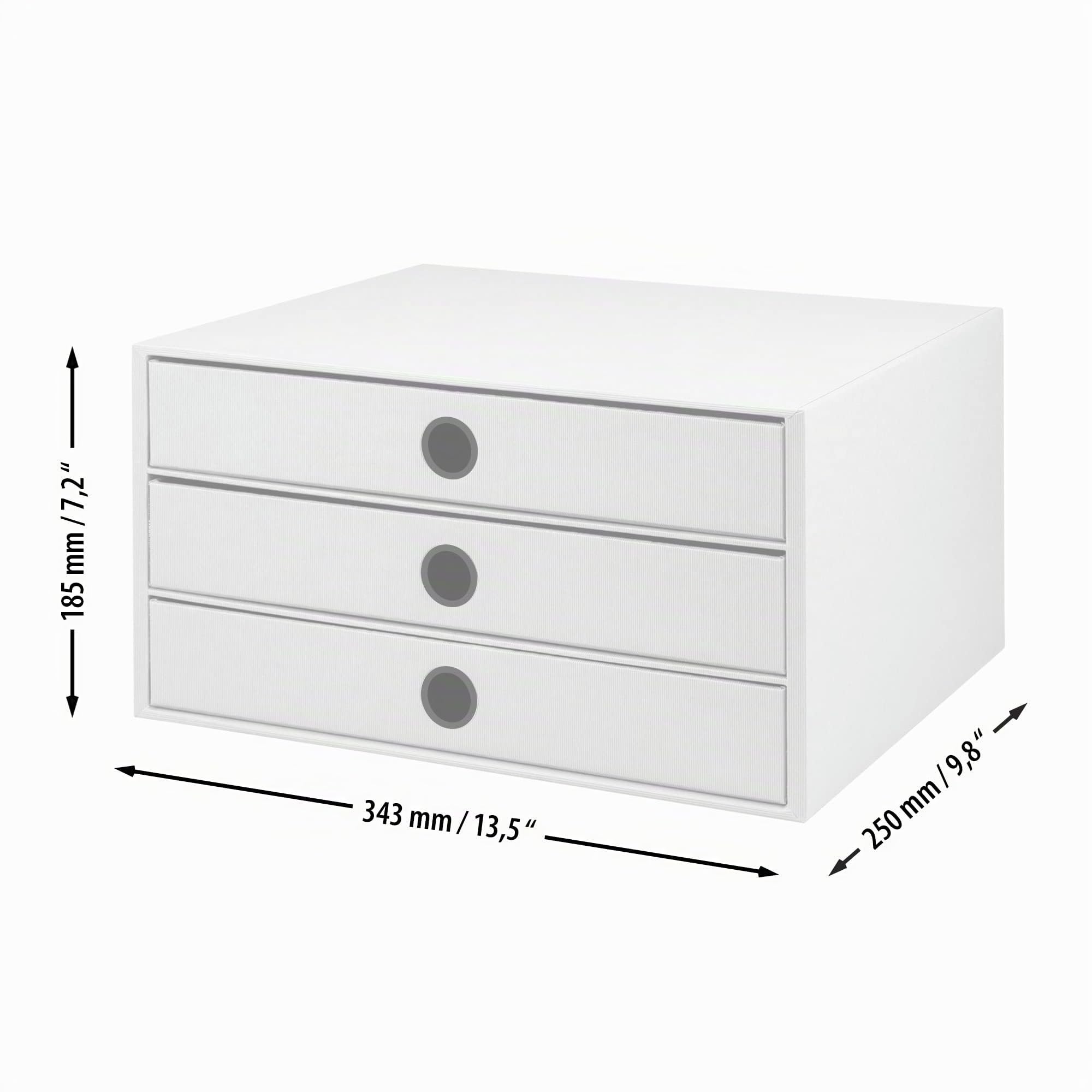 Rössler SOHO 3er Schubladenbox A4 aus Papier | Büro Organizer Schreibtisch| Schubladen Organizer Büro Zubehör & Bürobedarf | Schreibtisch Organizer Box | 34 x 25 x 19 cm | 1 Stück | Farbe: Grün | Opal