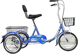 Triciclo adulto de 3 rodas - bicicleta, triciclo adulto de 16 polegadas, bicicleta de 3 rodas com cesta grande Triciclo para idosos para compras, piqueniques, exercícios, recreação, triciclo