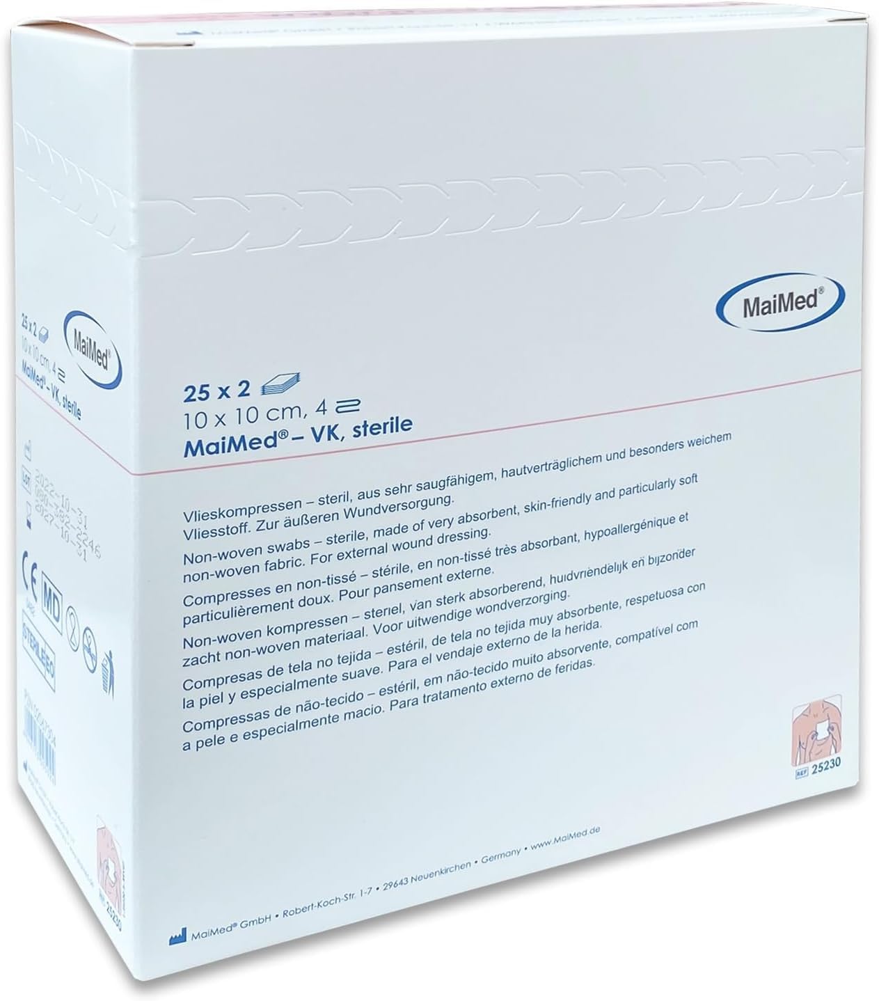 Vlieskompressen Kompresse Sterile 10x10cm 50 Stück Wundkompressen STERIL 4 Lagen Wundauflage Verbandsmaterial Wundgaze Kompresse zur Wundversorgung Nicht Haftend+E-Book (über Gesundheit)