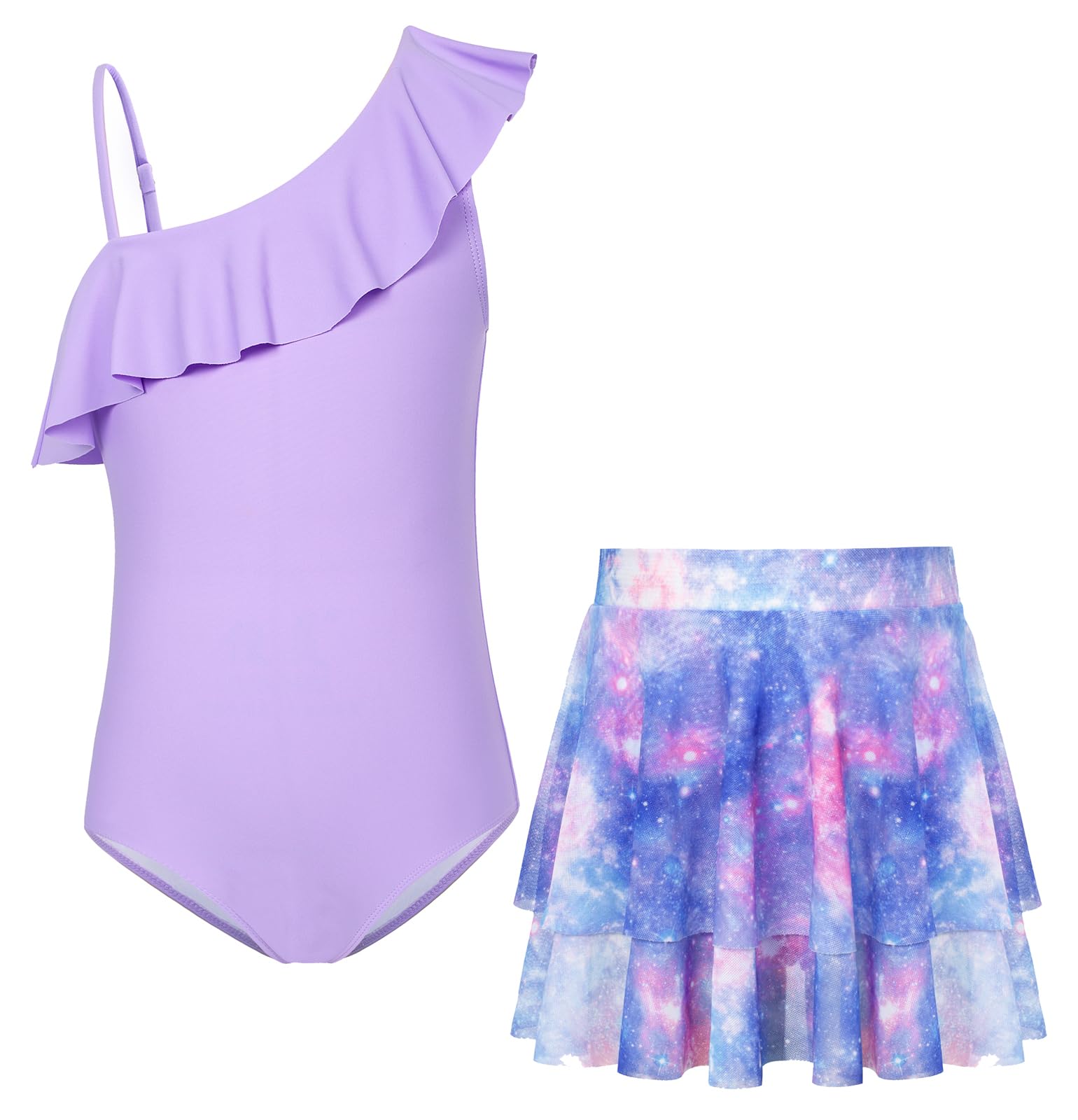GRACE KARIN Mädchen Badeanzug Set 2-teilig Sport Schwimmanzug Kinder Einteiliger Bademode Quick-Dry Swimsuit mit Mesh Rock