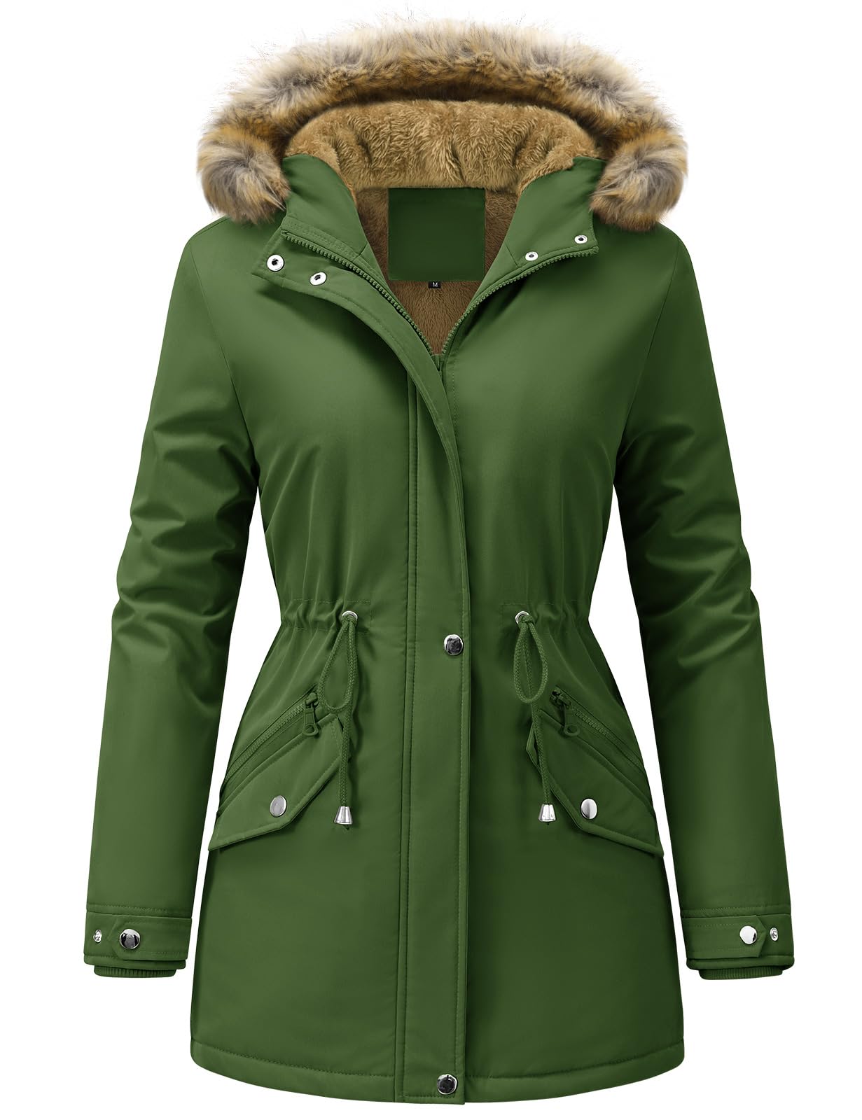 Women Winter Coat UK Fleece-Lined Jackets Ladies Long Winterproof Parka Warm Padded Coats Thermal Thickened Hooded Outwear Detachable Hood Overcoat