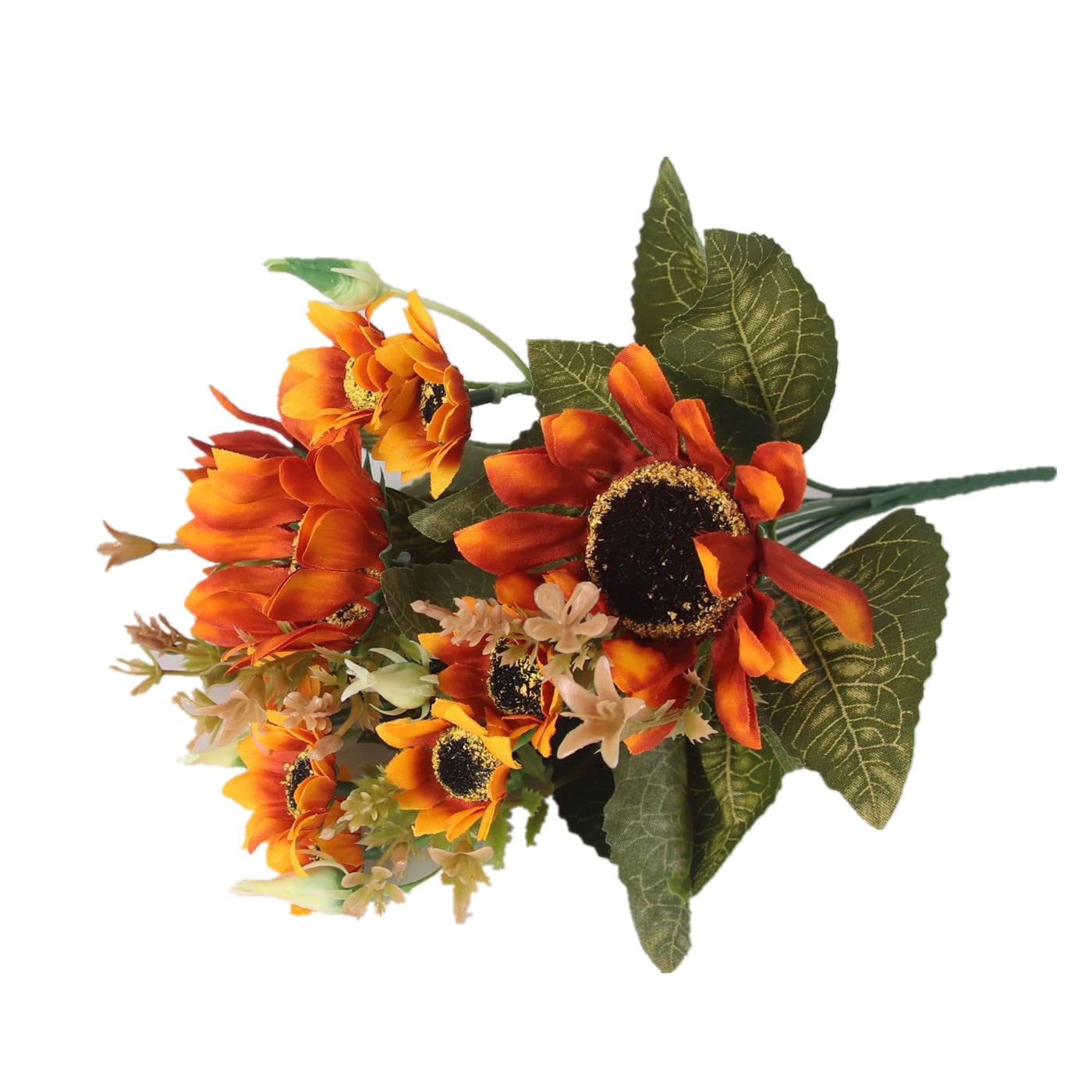 Bo Wawa Caramel 3 Bunches Of Artificial Seven-Pronged Autumn Sunflower Fake Flowers Wedding Home Gardening Fine Bouquet Decorative Flowers (Caramel)