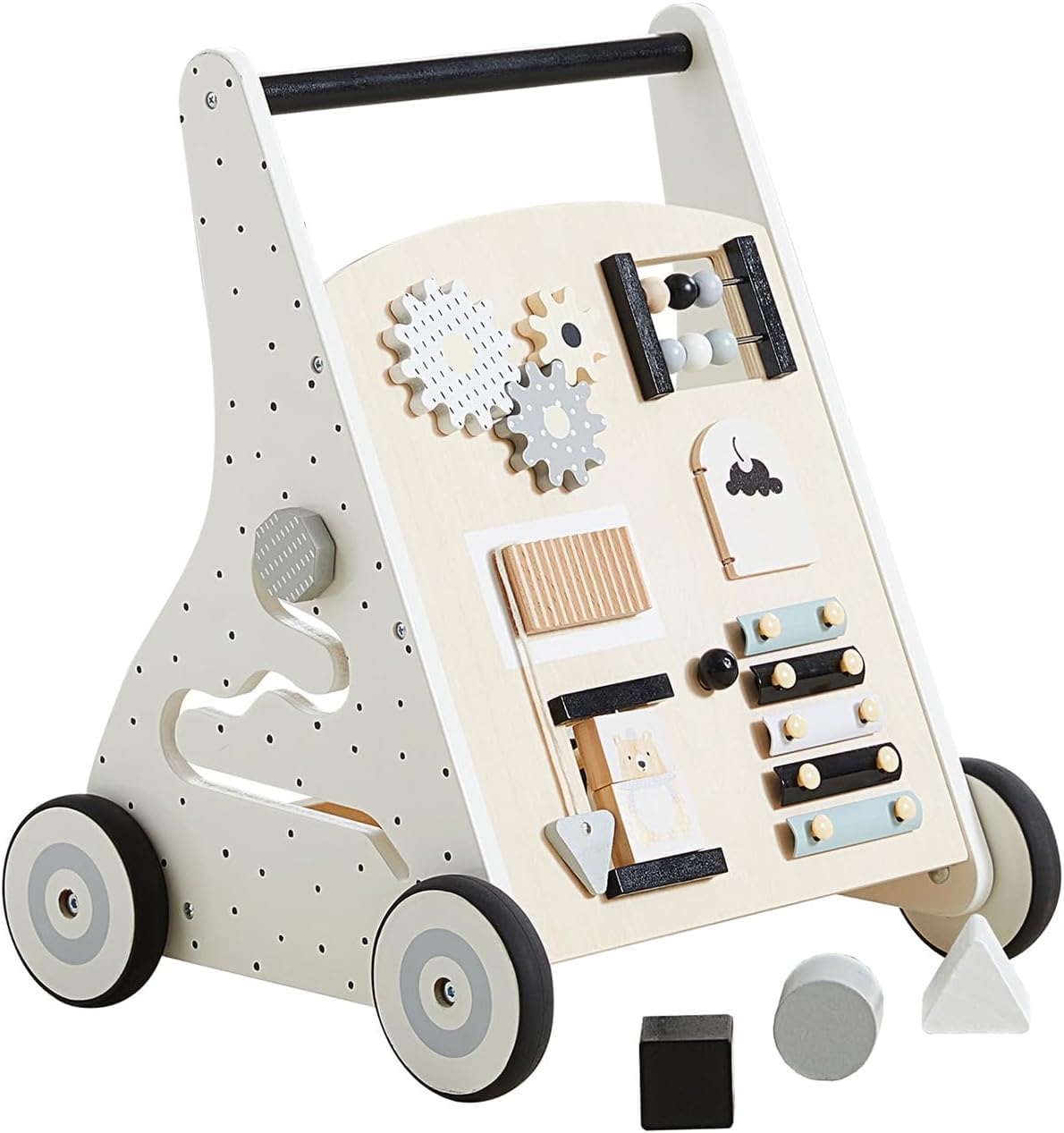 Asweets Baby Lauflernwagen aus Holz, Baby Walker und Activity Center, Multifunktion Montessori Spielzeug Geschenk für Jungen und Mädchen ab 1-3 Jahren (Natürliche)