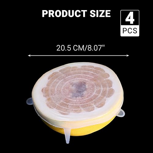 Miniatura 3 de Paquete de 4 tapas elásticas de silicona reutilizables de 8.1 pulgadas, fundas de silicona para almacenamiento de alimentos, tapas elásticas
