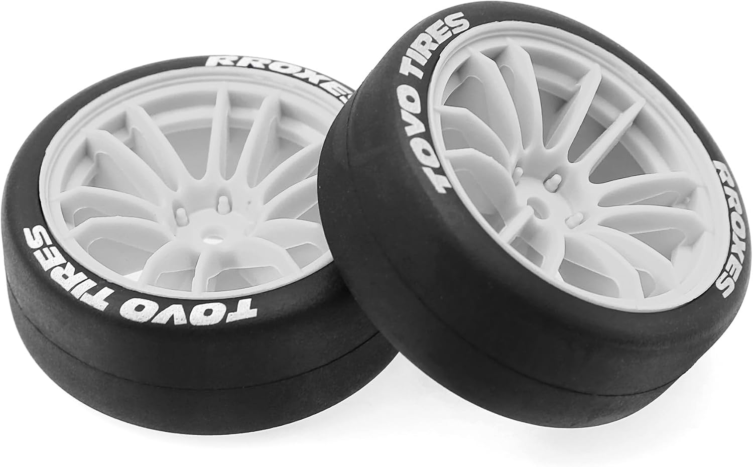 4PCS 1:10 RC Drift Tires OD2.5'' 12mm Hex RC Wheels and Tires Smooth Surface Rubber Tires Fit for 1/10 On-Road Drifting Car Traxxas HSP Tamiya HPI Kyosho (White)