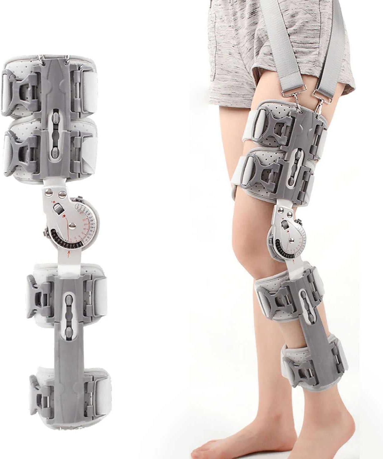 Hinged rom Knee Brace Orthotic Stabilizer Foralc Injury - For Recovery Support After Orthopedic Rehabilitation